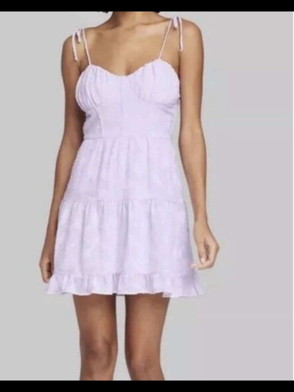 wild fable Light Lilac Tie-Shoulder Mini Dress